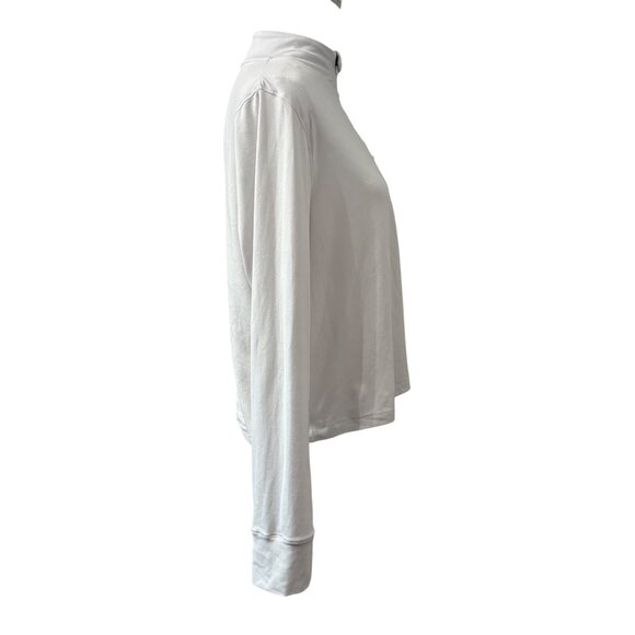 Womens White Long Sleeve Casual Quarter Zip Pullover Minimalist Top Size L - Picture 5 of 11